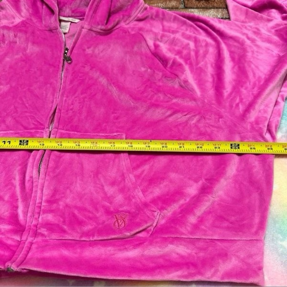 Victoria's Secret Fuchsia Zip-Up Hoodie velour XL - Picture 8 of 8